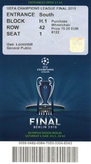 Eintritskarte Championsleaguefinale Berlin 2015