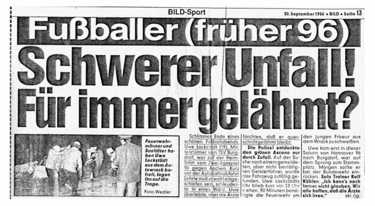 Fußballer Uwe Lockstädt aus Aligse früher Hannover 96 für immer gelähmt