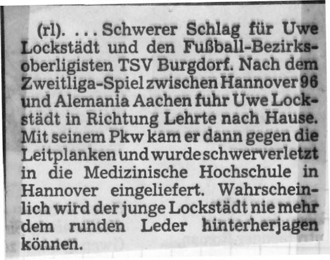 Haz Artikel 1986 Autounfall am 26. September von Uwe Lockstädt